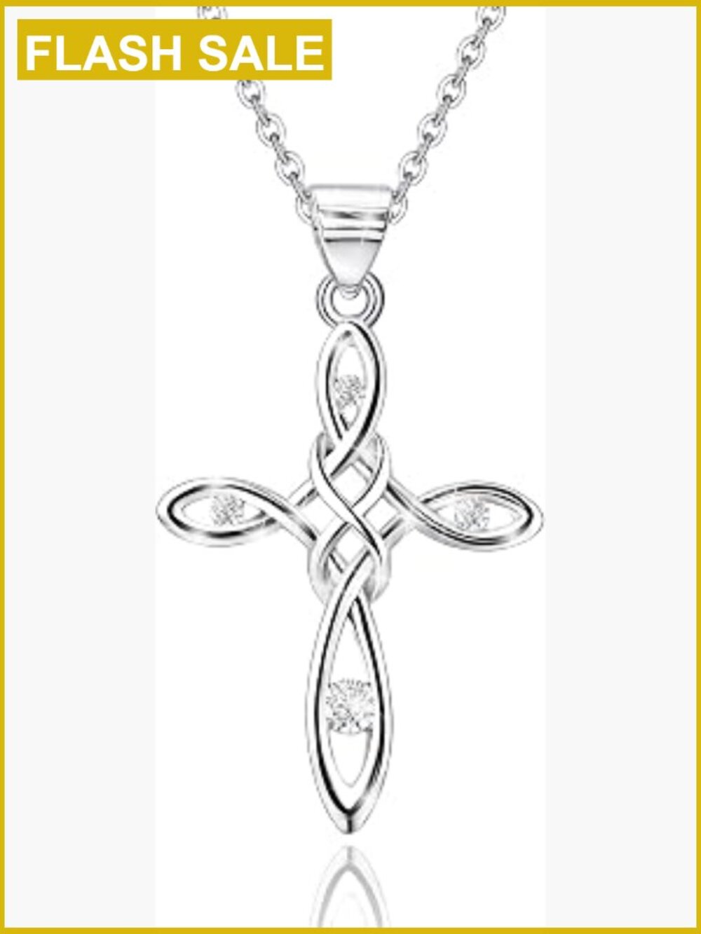 Sterling Silver Celtic Cross Necklace CZ Pendant Hypoallergenic Adjustable